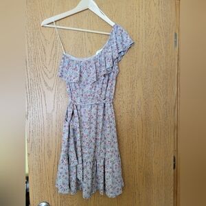 Heatherly NWT floral one shoulder dress with belted tie waist dress S